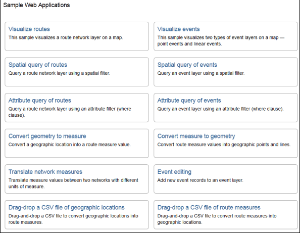 Roads and Highways sample web applications Roads and Highways sample web applications